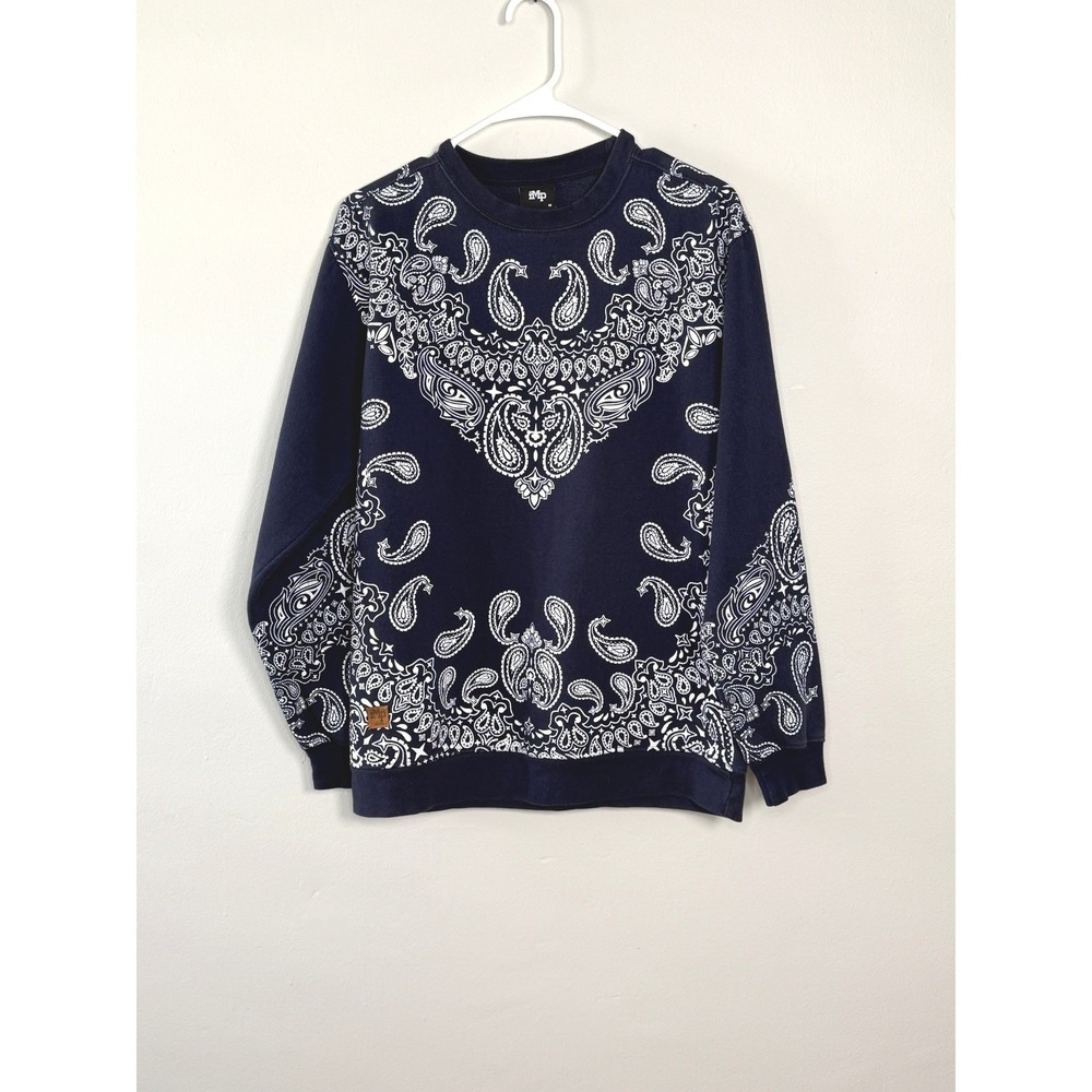 IMP‎ Imperious Paisley Bandana Sweatshirt Mens M Navy Blue Crewneck Streetwear